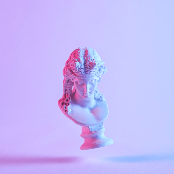 NFT Landing Page 22 monotone purple image floating antique style grecian roman bust pedestal square format with copy space 1 Murat Mustafa Ciritçi Pixel hand