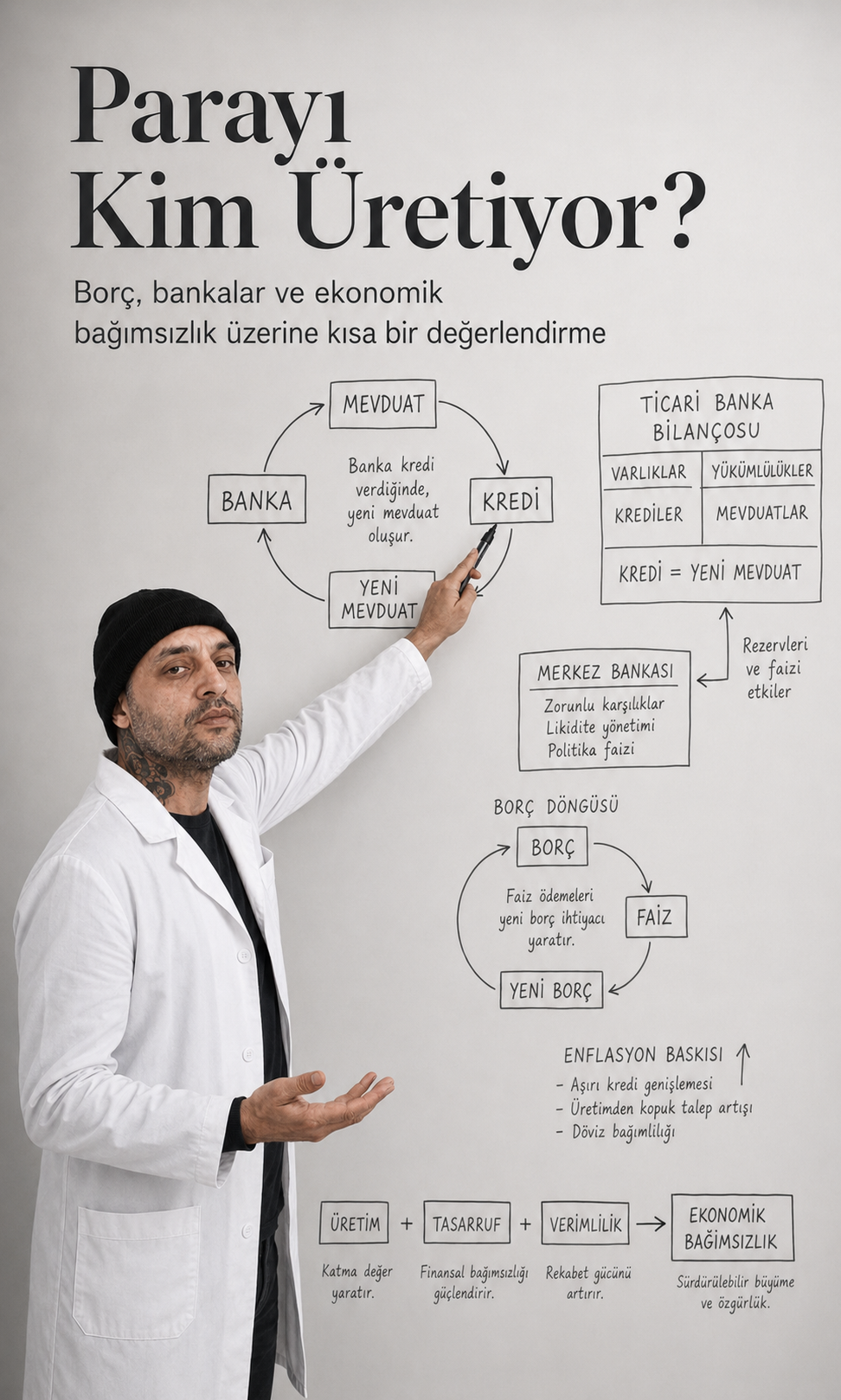 para Murat Mustafa Ciritçi Modern dünyada para yalnızca merkez bankaları tarafından basılmaz. Kullandığımız paranın önemli bir bölümü, ticari bankaların kredi vermesiyle oluşan dijital mevduatlardan meydana gelir.